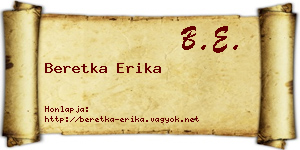 Beretka Erika névjegykártya